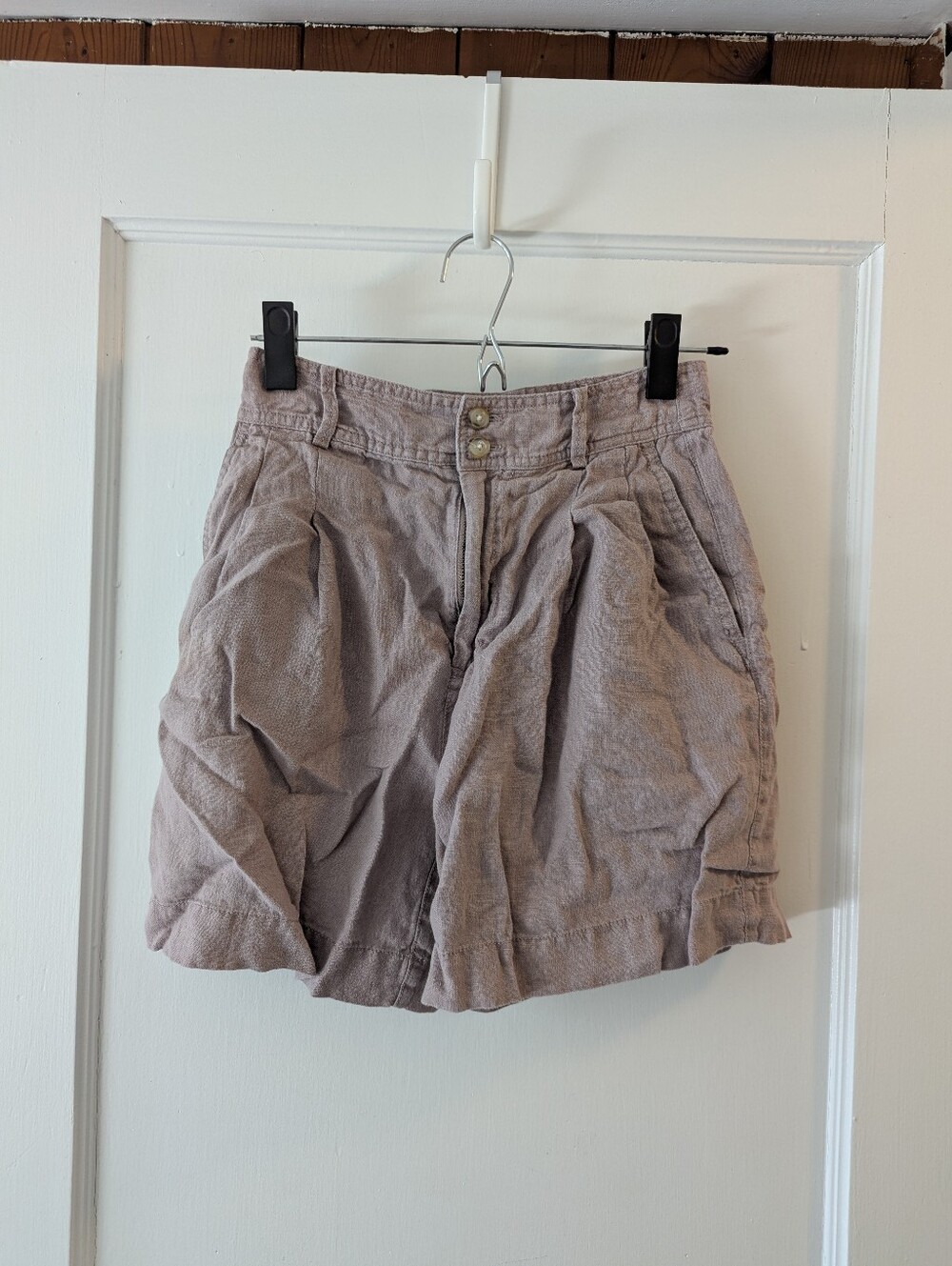 Madewell Linen Long Pleated Shorts Vintage Petal Color Size 0